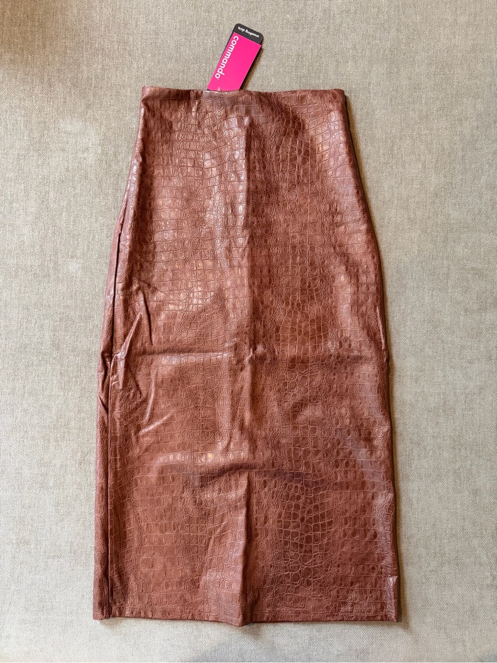 NWT Commando Faux Leather Animal MIDI Skirt Croc Brown S